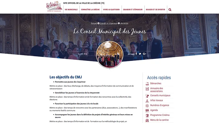 Site de la mairie de La Crèche, version ordinateur